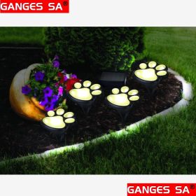 1pc GANGES SA Solar Garden String Lights; 4 Cat And Dog Footprint Lights; Solar Lawn Lights; Solar Landscape Fence String Lights; Outdoor Garden Deco