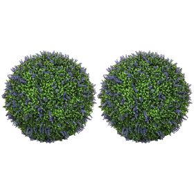 2 PCS 16.5" Topiary Balls Lavender Topiary Plants, Faux Topiaries Indoor Outdoor Fake Plants for Home Decor