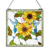 VEVOR Stained Glass Window Panel, 20 x 20 in, Tiffany Style Hanging Transom Window Panel with Chain, Large Vertical Rectangle Stain Glass, Vintage Tr
