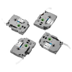 VEVOR Label Maker Tape, 4 Pack, 0.47 in / 12 mm Black on White Label Maker Refills Compatible for Various Types of Brother P-Touch Labelers, Durable