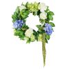 VEVOR Artificial Decorative Wreath, 23 in, Blue White Green, Decorated with Hydrangeas, Roses, Berries, Vines, Year Round Wreath for All Seasons Indo