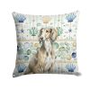 Grizzle Saluki Coastal Sea Glass Throw Pillow Decorative Indoor Outdoor Accent Cushion for Couch, Bed or Patio, 14Hx14W