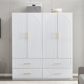 74" H Wardrobe Closet with 2 Doors Wood Armoire Wardrobe Closets Cabinet Wardrobe Cabinet White Storage Cabinet Bedroom Armoires with Hanging Rod 2 D