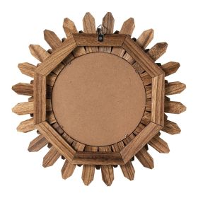 VEVOR Wall Mirror Decorative, 12-inch Rustic Wood Wall Decor Mirror, Boho Sunburst Aesthetic Mirrors for Bedroom Living Room Bathroom Entryway - Warm