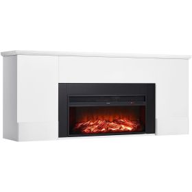 VEVOR 75 inch Freestanding Fireplaces, 1500W 5120BTU Fake Electric Fireplace Stove Heater with Mantel, Overheating Protection, Adjustable Flames,Time