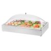 VEVOR Countertop Food Serving Display Container, 1 x 1 Pan Stainless Steel Food Serving Tray, Buffet Condiment Dispenser Display Rack with Clear Arc