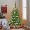 8ft Pre-Lit Christmas Tree with 500 Warm White LED Lights, 1307 PE+PVC Tips, Realistic Layered Look, Unique Wooden Base – Full Artificial Holiday Tre