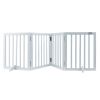 VEVOR Freestanding Pet Barrier, 24" Height x 80.3" Width, 4-Panel Folding Dog Gate for Various Openings, Expandable and Quiet Foot-Supported Indoor D