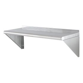 VEVOR 12" x 36" Stainless Steel Shelf, Wall Mounted Floating Shelving with Brackets, 250 lbs Load Capacity Commercial Shelves, Heavy Duty Storage Rac