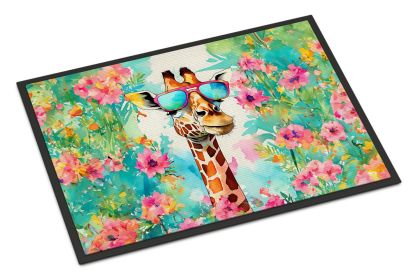 Hippie Animal Giraffe Doormat Front Door Mat Indoor Outdoor Rugs for Entryway, Non Slip Washable Low Pile, 24H X 36W