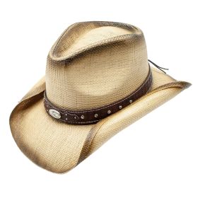 Ginger Toyo Straw Upturned Brim Band Cowboy Drifter Hat