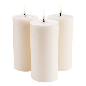 VEVOR 3 Pack White Unscented Pillar Candles, 65 Hours Long Burning Pillar Candle, 3 x 6 Inch Smokeless Unscented Candles, Natural Palm Wax Candles fo