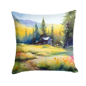 Montana Bitterroot in Watercolor Throw Pillow Machine Washable, Indoor Outdoor Decorative Pillow for Couch, Bed or Patio, 18Hx18W