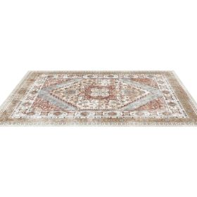 VEVOR Area Rug, 9 x 12 ft Large Washable Rug, Non-Slip and Tear-Resistant Soft Carpet, Pet & Child Friendly Vintage Area Rugs, Indoor Mat for Bedroom