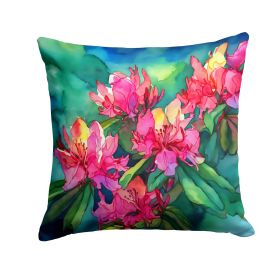 West Virginia Rhododendrons in Watercolor Throw Pillow Machine Washable, Indoor Outdoor Decorative Pillow for Couch, Bed or Patio, 14Hx14W