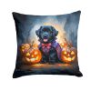Black Newfoundland Puppy Halloween Throw Pillow Machine Washable, Indoor Outdoor Decorative Pillow for Couch, Bed or Patio, 14Hx14W