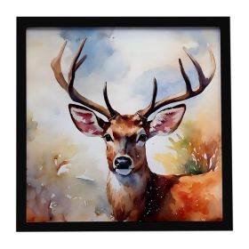 Deer Framed Metal Print Bathroom, Kitchen, Office, Home Decor Wall Art Ready to Hang, Square, 8X8