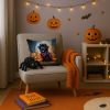 Black Newfoundland Puppy Halloween Throw Pillow Machine Washable, Indoor Outdoor Decorative Pillow for Couch, Bed or Patio, 14Hx14W