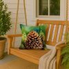 Maine White Pine Cone and Tassels in Watercolor Throw Pillow Machine Washable, Indoor Outdoor Decorative Pillow for Couch, Bed or Patio, 18Hx18W