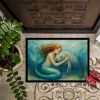 Mermaid and Manatee Doormat Front Door Mat Indoor Outdoor Rugs for Entryway, Non Slip Washable Low Pile, 24H X 36W