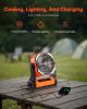 VEVOR 8 inch Rechargeable Camping Fan, Battery Operated with Light & Charging, 4 Speed Portable Outdoor Desktop Fan, 270-degree Manual Tilt for Tent,