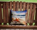 Starfish Throw Pillow Machine Washable, Indoor Outdoor Decorative Pillow for Couch, Bed or Patio, 14Hx14W