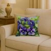 Rhode Island Violets in Watercolor Throw Pillow Machine Washable, Indoor Outdoor Decorative Pillow for Couch, Bed or Patio, 18Hx18W