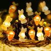 1 Roll Of Bunny Carrot String Lights Battery Operated, Easter Decor Spring Rabbit Fairy Lights For Home Indoor Outdoor Easter Basket Eggs Party Seaso