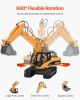 VEVOR Remote Control Excavator Toy, 15 Channel, 3 in 1 Remote Control Digger with Metal Shovel, 1:14 Scale RC Excavator with Light & Sound, Full Func