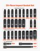 VEVOR 1/2 in Drive Impact Socket Set, 29 Piece, 6 Point Deep Impact Sockets, SAE (3/8 to 1 inch) and Metric (10 to 24 mm) Sizes with Extension Bars (