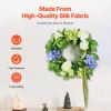 VEVOR Artificial Decorative Wreath, 23 in, Blue White Green, Decorated with Hydrangeas, Roses, Berries, Vines, Year Round Wreath for All Seasons Indo
