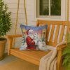 American Eskimo with Santa Claus Throw Pillow Decorative Indoor Outdoor Accent Cushion for Couch, Bed or Patio, 18Hx18W