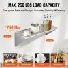 VEVOR 12" x 36" Stainless Steel Shelf, Wall Mounted Floating Shelving with Brackets, 250 lbs Load Capacity Commercial Shelves, Heavy Duty Storage Rac