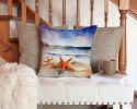 Starfish Throw Pillow Machine Washable, Indoor Outdoor Decorative Pillow for Couch, Bed or Patio, 14Hx14W