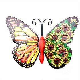1pc/4pcs, Metal Butterfly Wall Art Decor, 3D Outdoor Sculpture Iron Outdoor Hanging Decor Ornaments, Metal Hand-made Butterfly Wall Art, Fence Decora (Style: Orange)