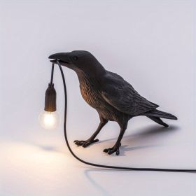 Raven Table Lamp Birds Desk Lamp Resin Crow Wall Sconce Creative Night Light Modern Art Fixture For Living Room Bedside Bedroom Office Study Dorm Dec (Color: Black)