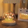 1pc Tulips Gifts For Women Flower Gifts For Her Gifts For Women Birthday Xmas Gift For Mom; Artificial Decor In Glass Dome With Led Light Night Light