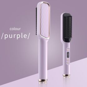 Hair Straightening Comb Artifact; Does Not Hurt Hair; Lazy Hair Straightener; Preheats For 5 Minutes To Make Straight Hair Slightly Curly; Curved Hai (Color: Purple)
