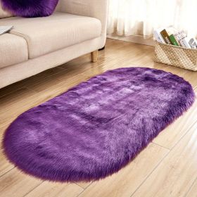 1pc, Oval Plush Rug, Bedside Foot Cushion, Sofa Foot Cushion, Carpet Floor Mat, 23.62*47.24inch, Floor Decor (Color: Purple, size: 23.62*47.24inch)