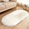 1pc Super Soft Area Rug, Plush Fluffy Faux Sheepskin Oval Floor Mat For Living Room Bedroom, Machine Washable Bedside Rugs, Shaggy Plush Carpet Faux