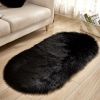 1pc Super Soft Area Rug, Plush Fluffy Faux Sheepskin Oval Floor Mat For Living Room Bedroom, Machine Washable Bedside Rugs, Shaggy Plush Carpet Faux