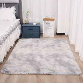 1pc, High Pile Tie-Dyed Shaggy Rug for Living Room and Bedroom - Fire Retardant, Machine Washable, Anti-Skid, Faux Fur, Plush Carpet - Perfect for Nu (Color: Tie-dye Grey, size: 31.5*62.99inch)