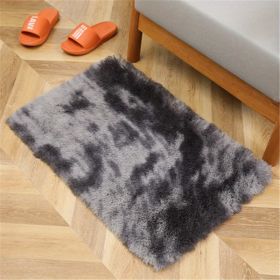 1pc, High Pile Tie-Dyed Shaggy Rug for Living Room and Bedroom - Fire Retardant, Machine Washable, Anti-Skid, Faux Fur, Plush Carpet - Perfect for Nu (Color: Tie-dye Dark Gray, size: 15.75*23.62inch)