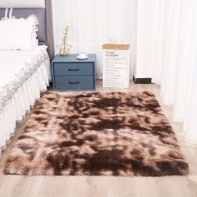 1pc, High Pile Tie-Dyed Shaggy Rug for Living Room and Bedroom - Fire Retardant, Machine Washable, Anti-Skid, Faux Fur, Plush Carpet - Perfect for Nu (Color: Tie-dye Brown, size: 31.5*62.99inch)