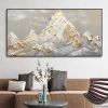 Hand Painted Oil Painting White Snow Mountain Art On Canvas Gold Leaf Texture Painting Abstract Landscape Oil Painting Wabi Sabi Wall Art Minimalism