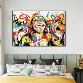 Hand Painted Oil Painting Abstract Portrait Wall Art Hand painted-Laughing Monkey Oil Paintings On Canvas-Hand Made Wall Graffiti-For Home Decoration (Style: 01, size: 50X70cm)
