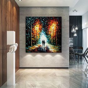 Hand Painted Oil Painting Original Romantic Cityscape Oil Painting On Canvas Large Wall Art Abstract Colorful Forest Painting Custom Tree Painting Be (Style: 01, size: 150x150cm)