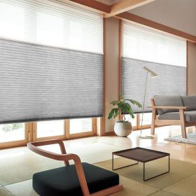 WELLSOURCE Manual Cordless Day and Night Cellular Shades Non Blackout Light Filtering Honeycomb Fabric for Home, Office, Hotel, Club, Restaurant Cust (Color: Gray, size: Custom Size)