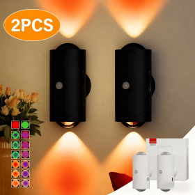 4pcs Rechargeable LED Night Light Wall Lamp Commercial StrobeLight Multi-color Mode Dimmable Indoor Light Magnetic StepLight for Entryway Bedside Des (Color: Black 2 PCS)