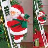 Christmas  Electric Climbing Santa with Music & LED Light, Electric Climbing Ladder Santa Claus Doll for Xmas Tree Decorations Hanging Christmas Orna